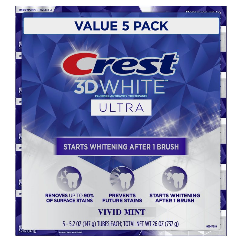 Crest 3D White Ultra Whitening Toothpaste Vivid Mint 5.2 oz (5