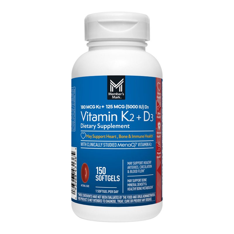 Member's Mark Vitamin K2 D3 Softgels, 150