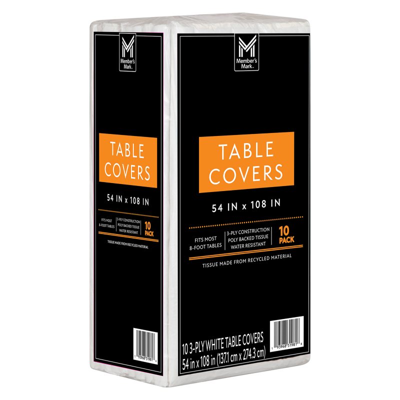 Member's Mark White 3-Ply Tissue Tablecovers, 54