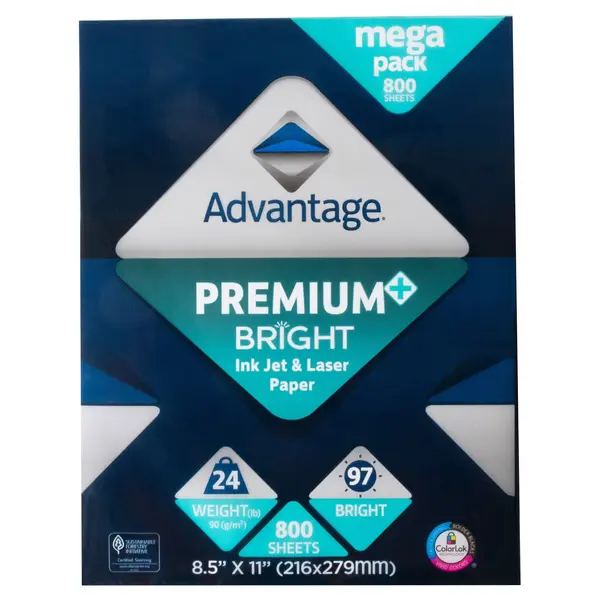 Advantage Premium Bright Ink Jet and Laser Paper, 8.5x11, White