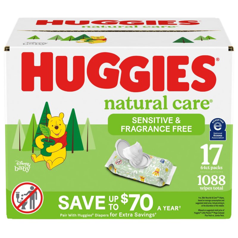 Huggies Natural Care Wipes Sensitive Fragrance Free 64 ct (1 - Main Image