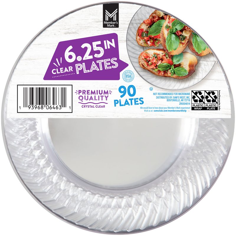 Member's Mark Clear Plastic Plates, 90
