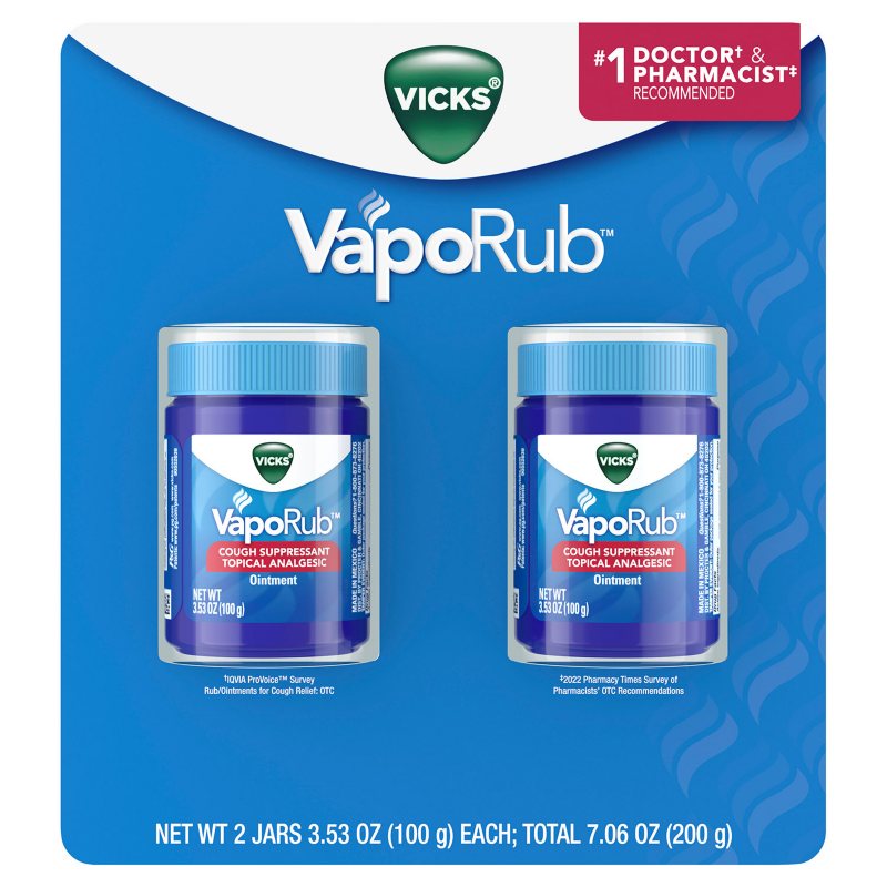 Vicks VapoRub Cough Suppressant Topical Ointment 3.53 oz (2-pk)