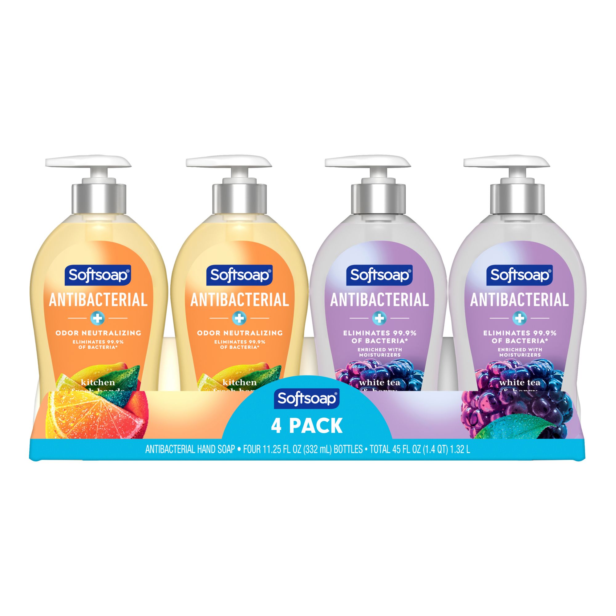 CLEAN HAND SOAP 490ml 4本セット　ハホニコ　　ハンドソープ Softsoap Antibacterial Liquid Hand Soap Variety Pack 11.25 fl