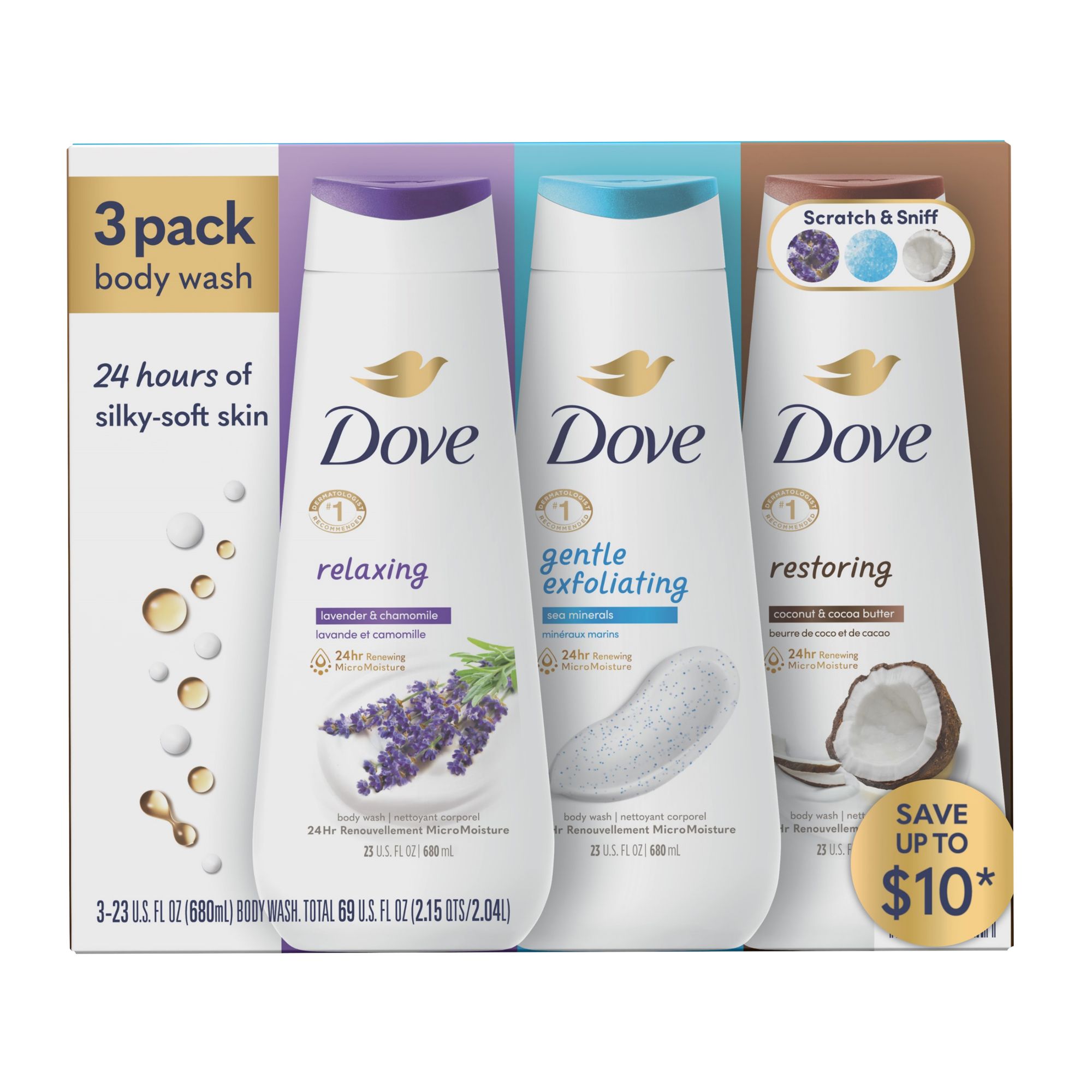 Dove Refresh, Glow & Relax Body Wash Collection 23 fl. oz., 3 pk