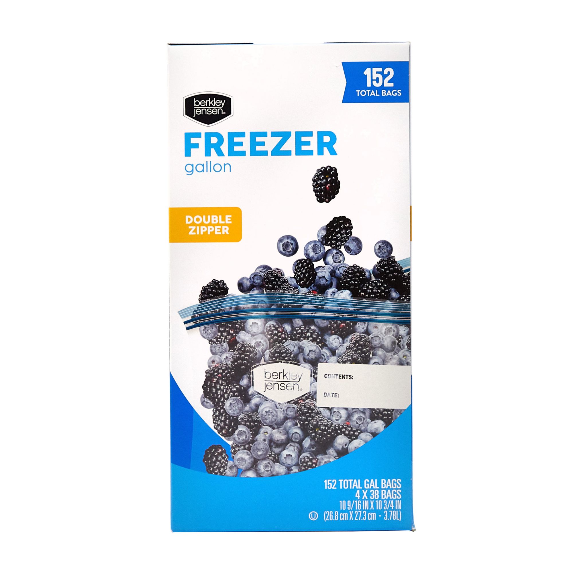 Berkley Jensen Double Zipper Bags Gallon Freezer 152 ct