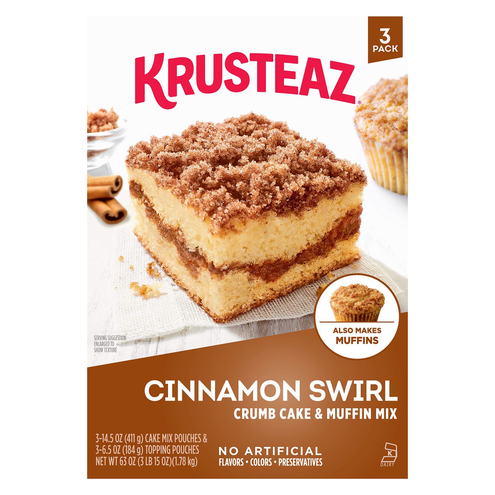 Krusteaz Cinnamon Swirl Crumb Cake & Muffin Mix 63 oz
