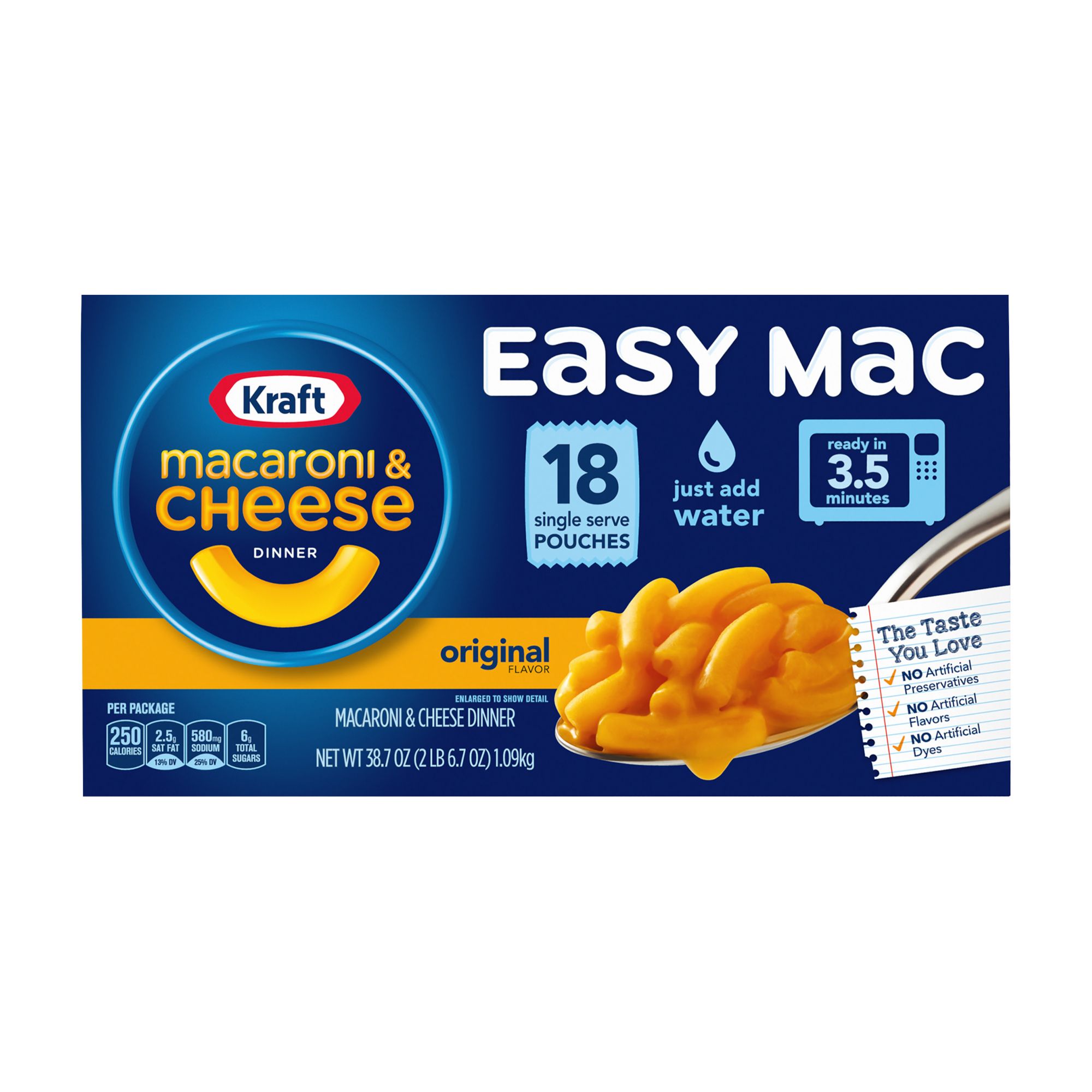 Kraft Easy Mac Macaroni & Cheese Pouches Original 2.15 oz (18-