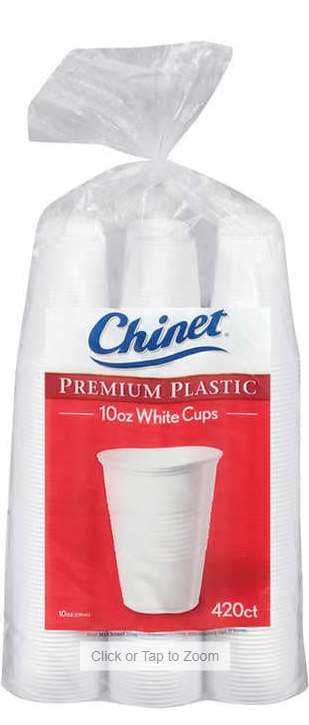 Chinet premium plastic cups 10 oz, White (420 ct)