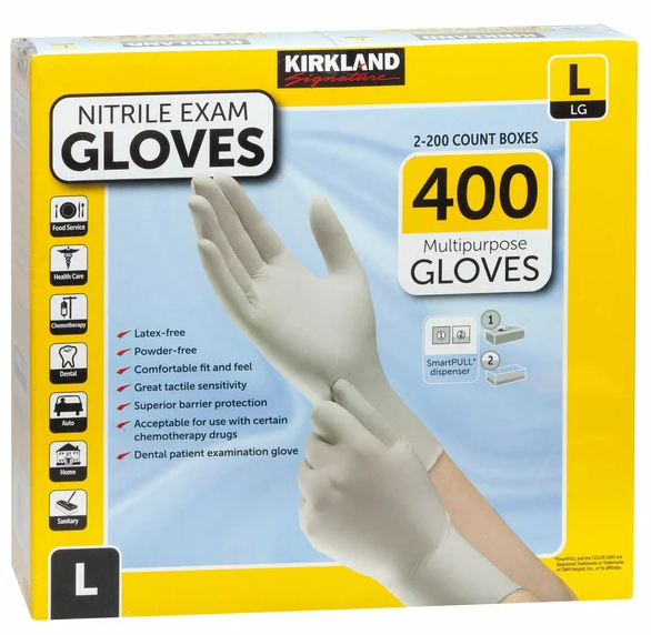 Kirkland Signature Nitrile Exam Gloves, Large, 400 Count