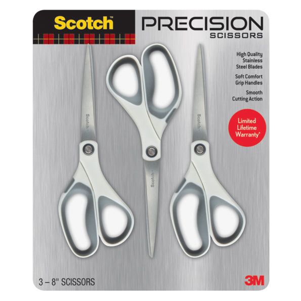 Scotch 8 Inch Precision Scissors 3 ct