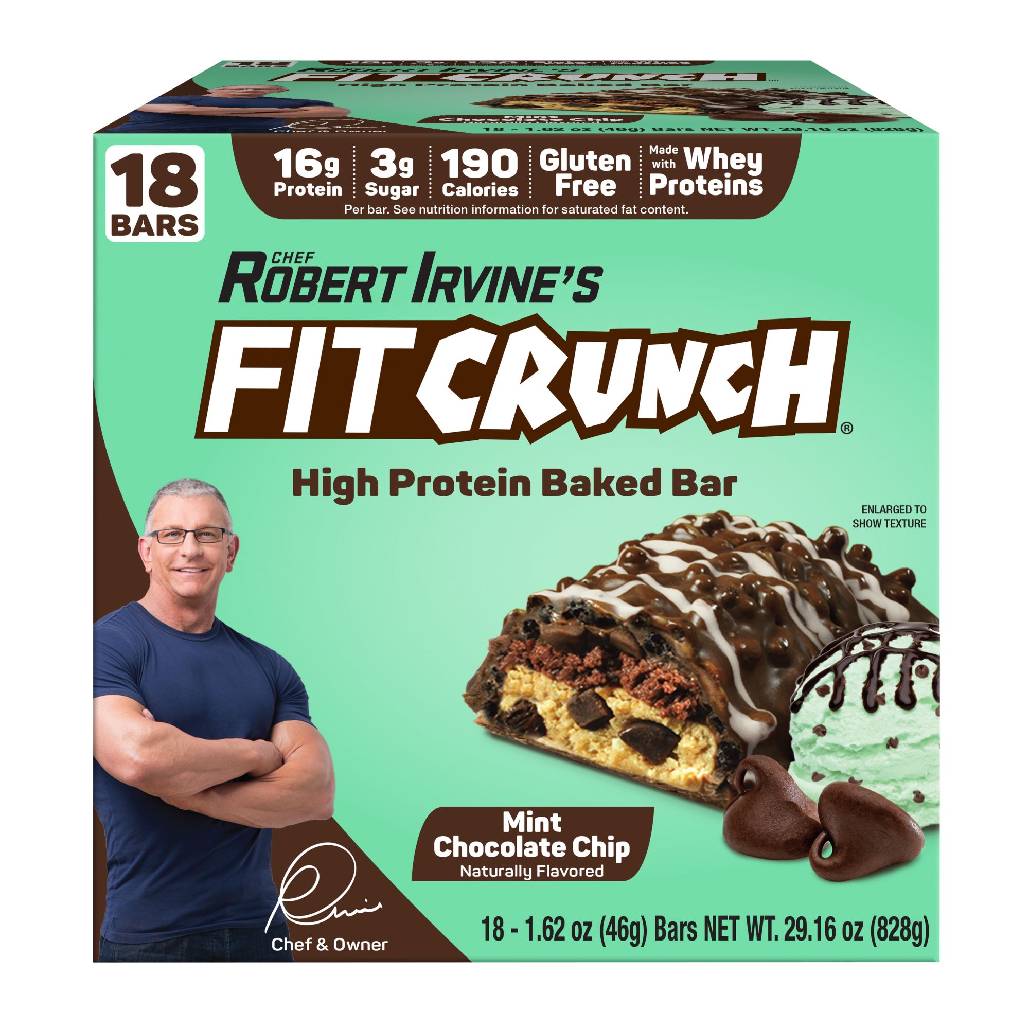 Fit Crunch Whey Protein Bar Mint Chocolate Chip 18 ct