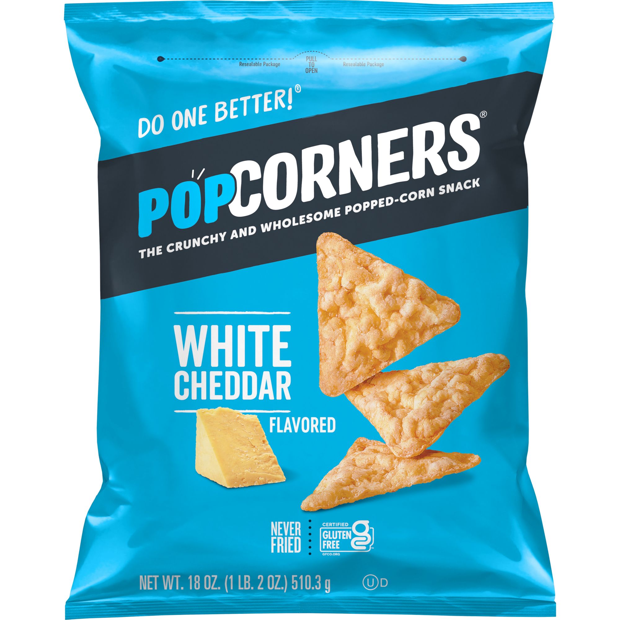 Popcorners Popped-Corn Snack Chips White Cheddar 18 oz