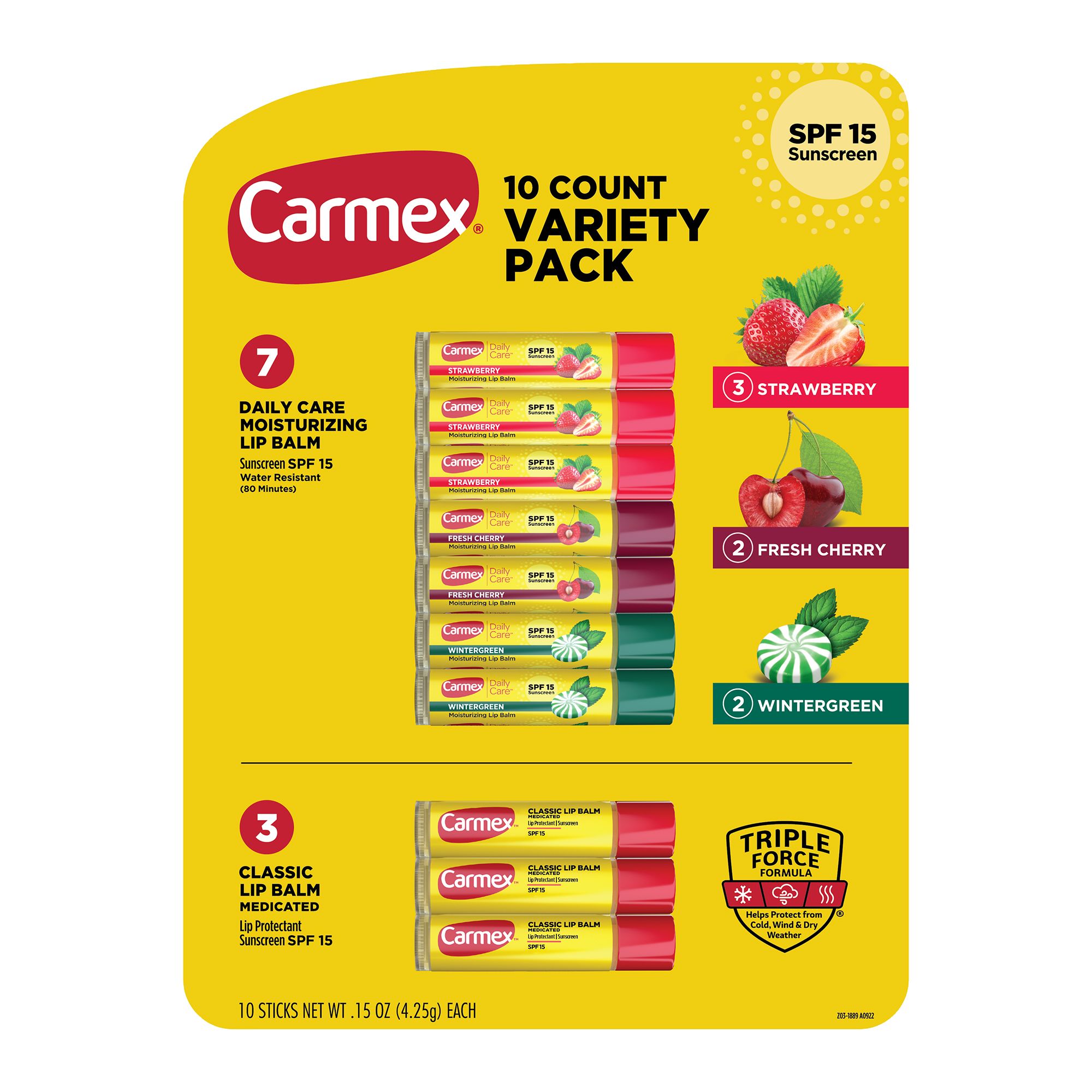 Carmex Lip Balm SPF 15 Variety Pack 10 ct