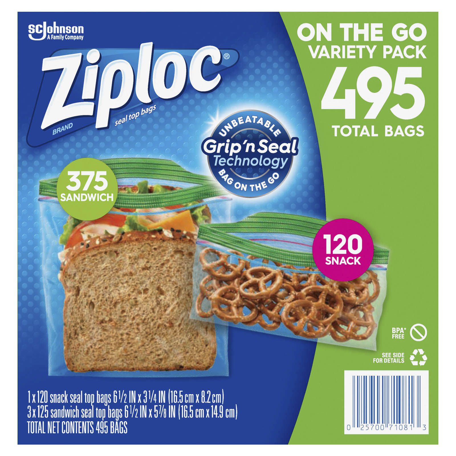 Ziploc Seal Top Bags On the Go Variety Pack 495 ct - Main Image