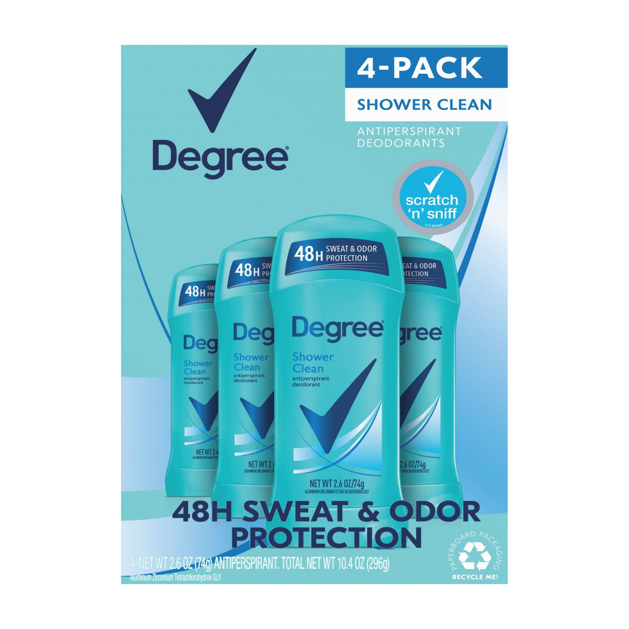 Degree Women Antiperspirant Deodorant Shower Clean 2.6 oz (4-p