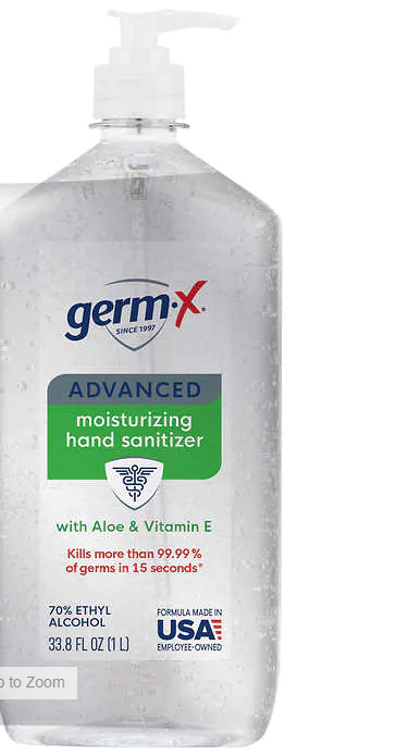 Germ-X Advanced Moisturizing Hand Sanitizer Gel 33.8 oz