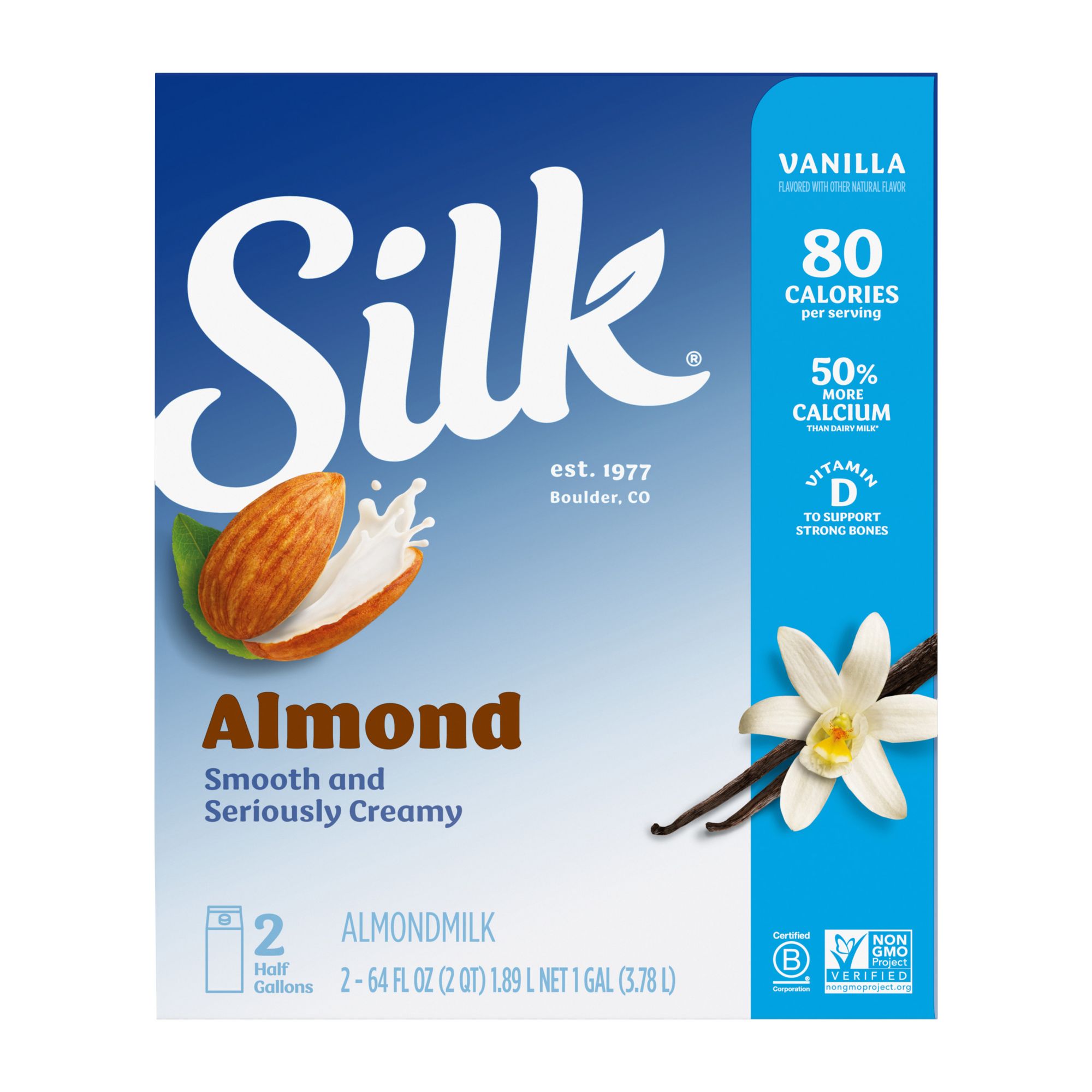 Silk Vanilla Almond Milk, 64 oz., 2 pack