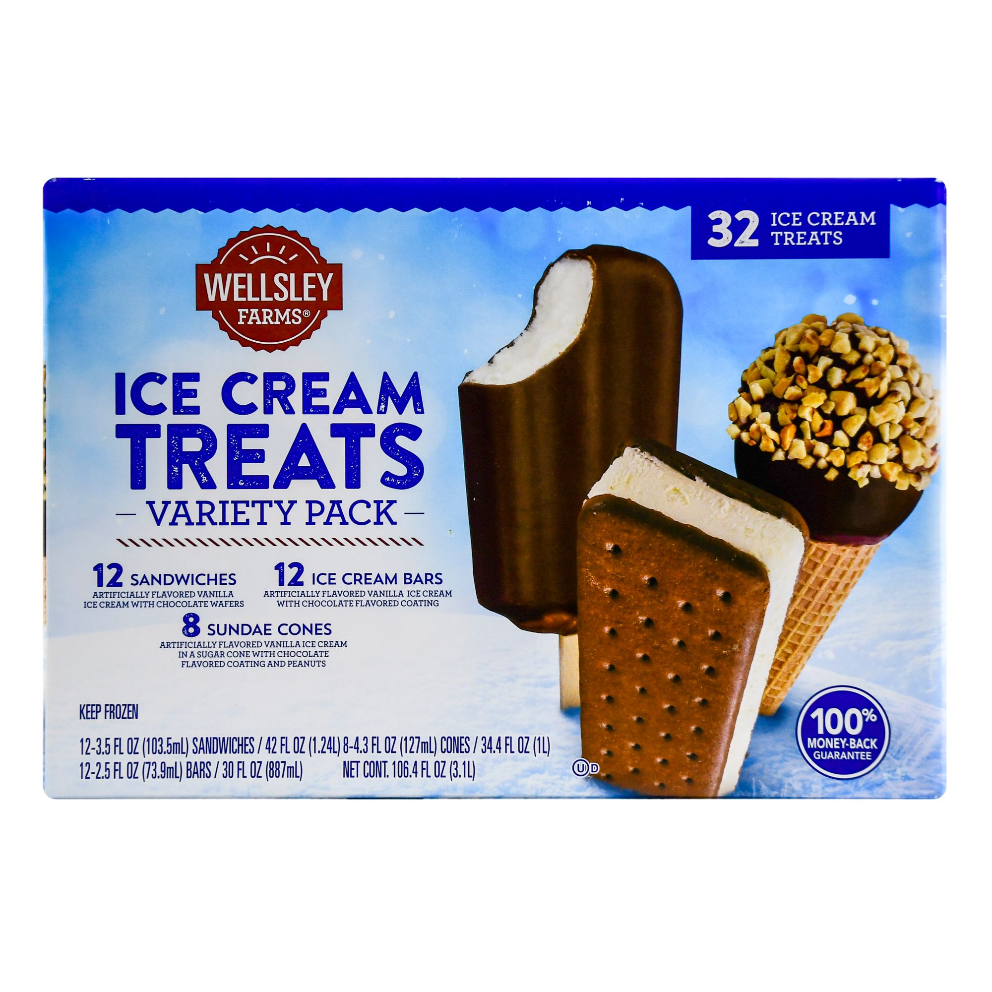 Wellsley Farms Ice Cream Treats Variety Pack, 32 count