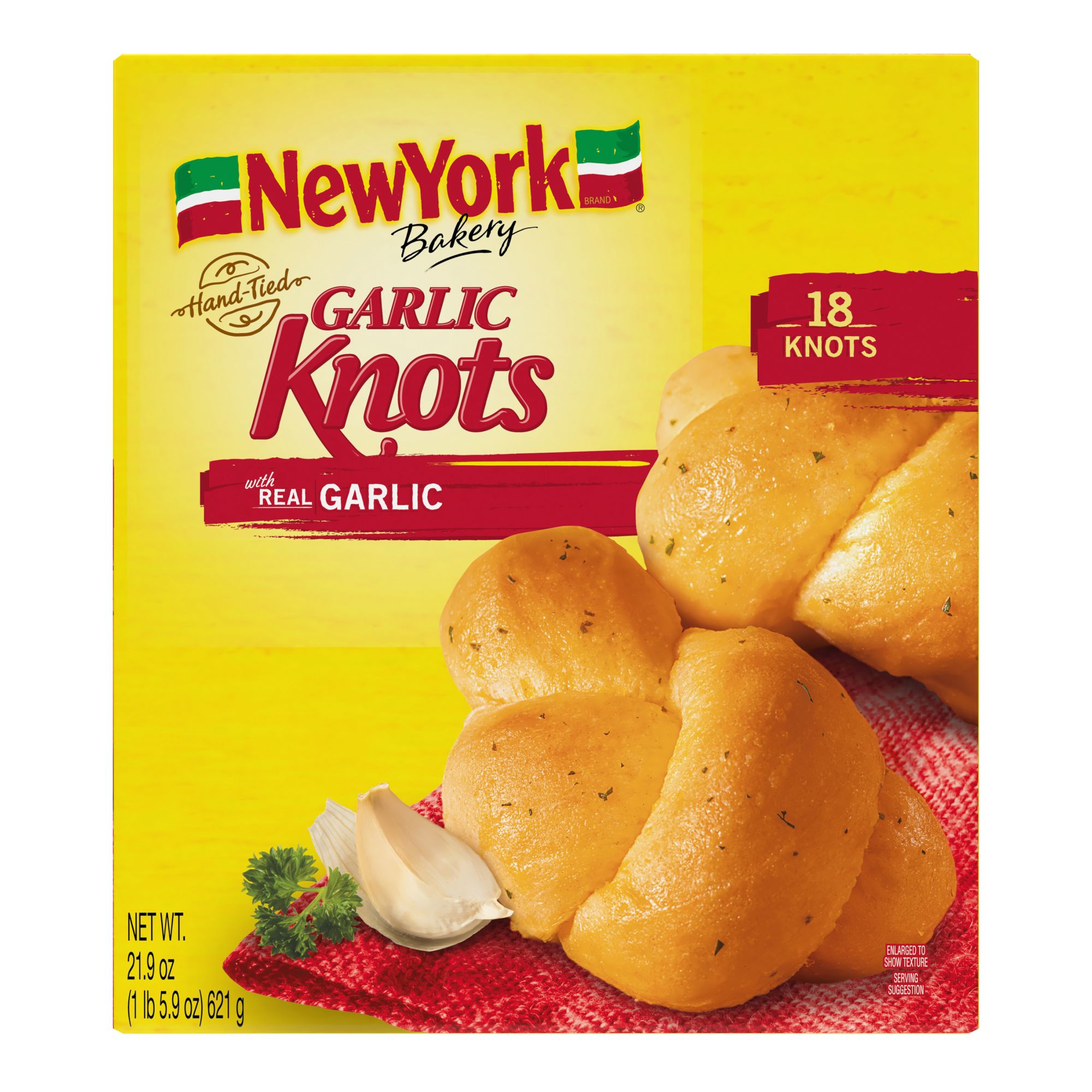 New York Bakery Hand-Tied Garlic Knots with Real Garlic, 18 count