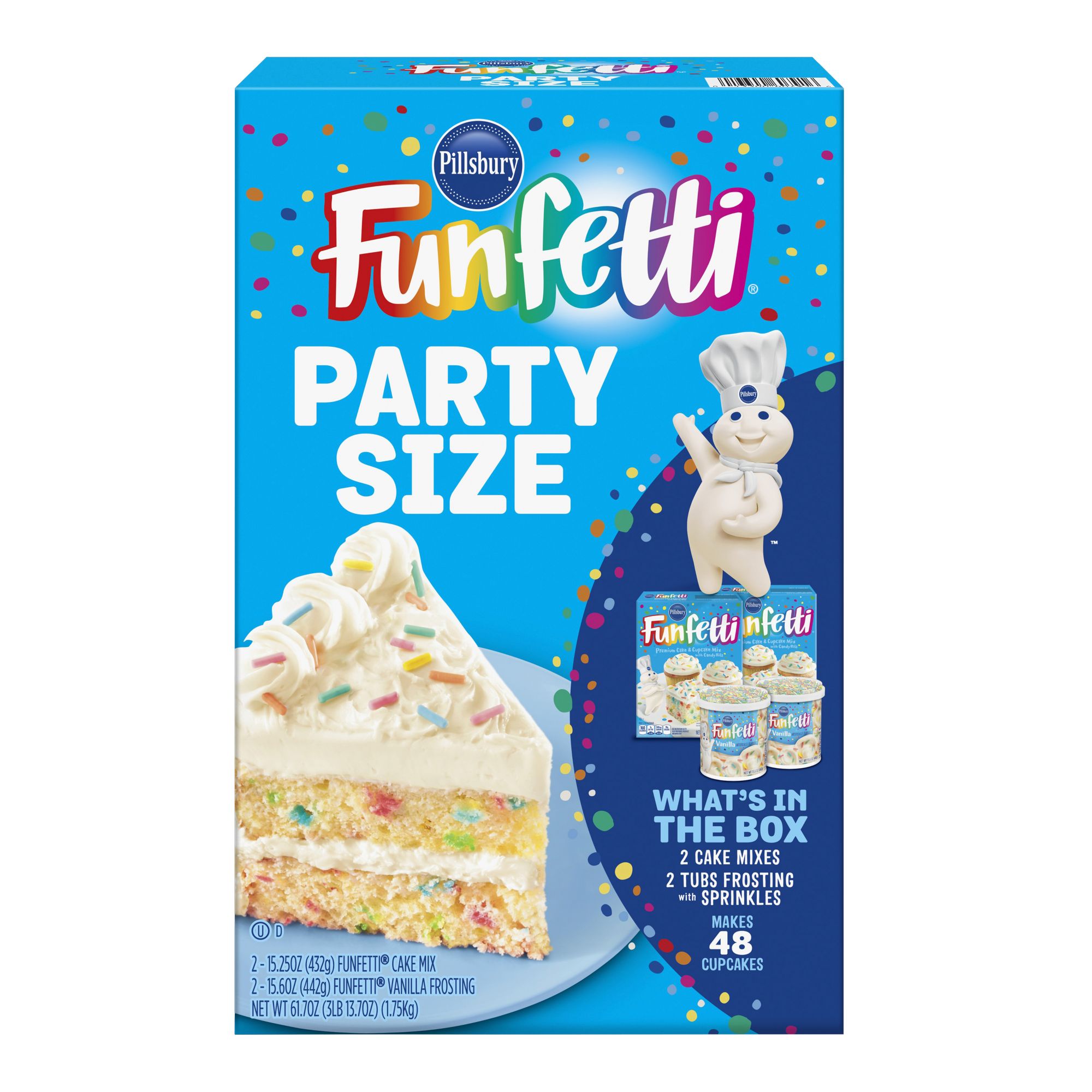 Pillsbury Funfetti Cake Mix and Frosting Kit, Bakes Two 13x9