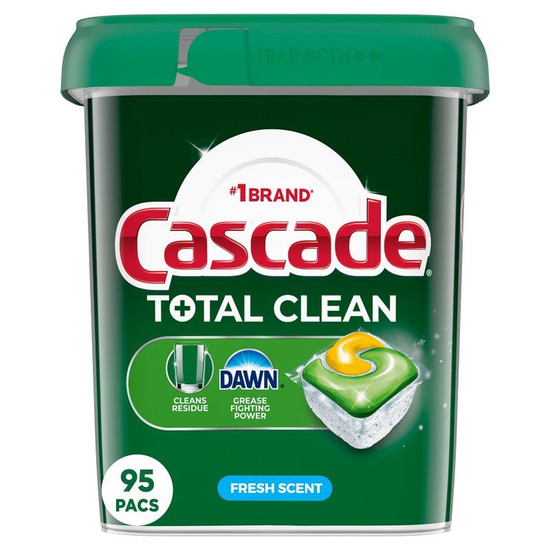 Cascade Total Clean ActionPacs Dishwasher Detergent, Fresh Scent, 95 count
