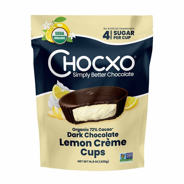 CHOCXO Organic Dark Chocolate Lemon Creme Cups, 14.8 oz