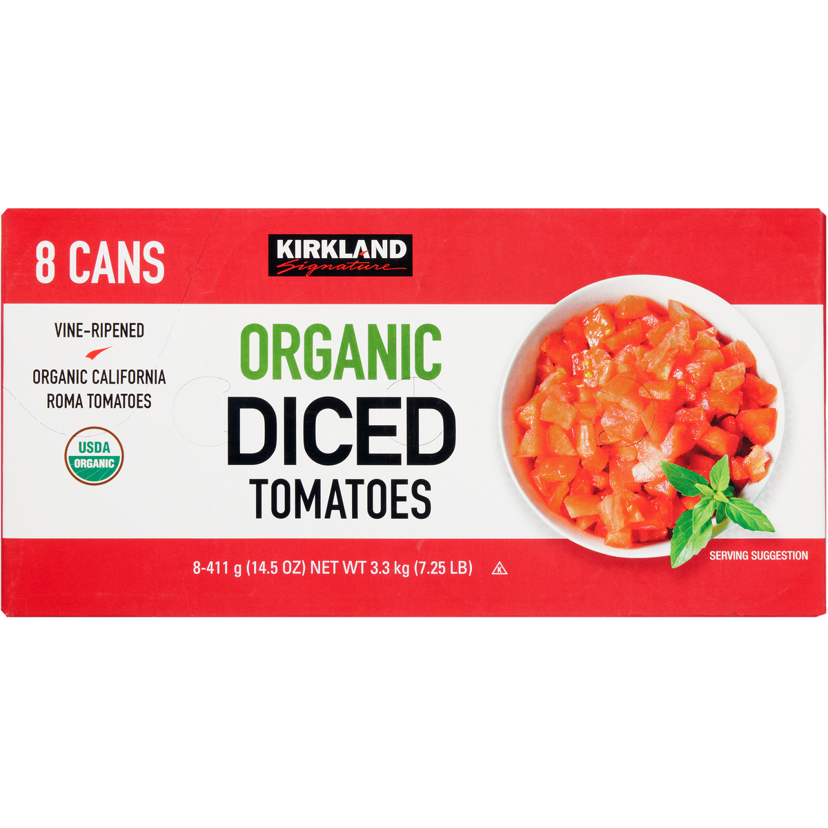 Kirkland Signature Organic Diced Tomatoes, 14.5 oz package, 8 count