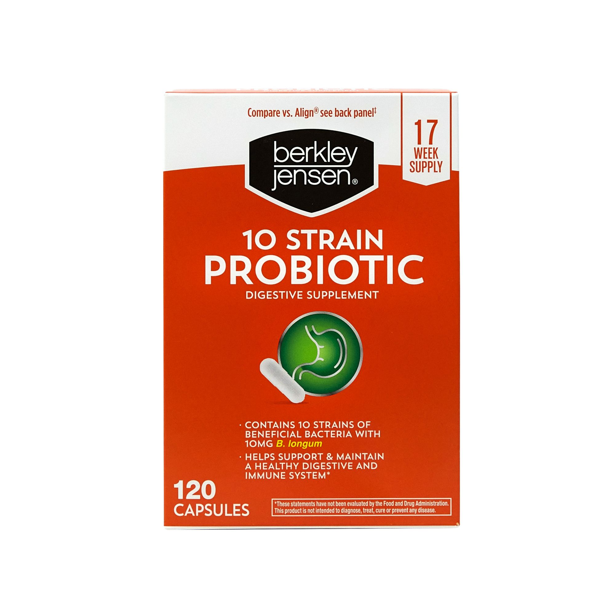 Berkley Jensen 10 Strain Probiotic Digestive Supplement Capsules