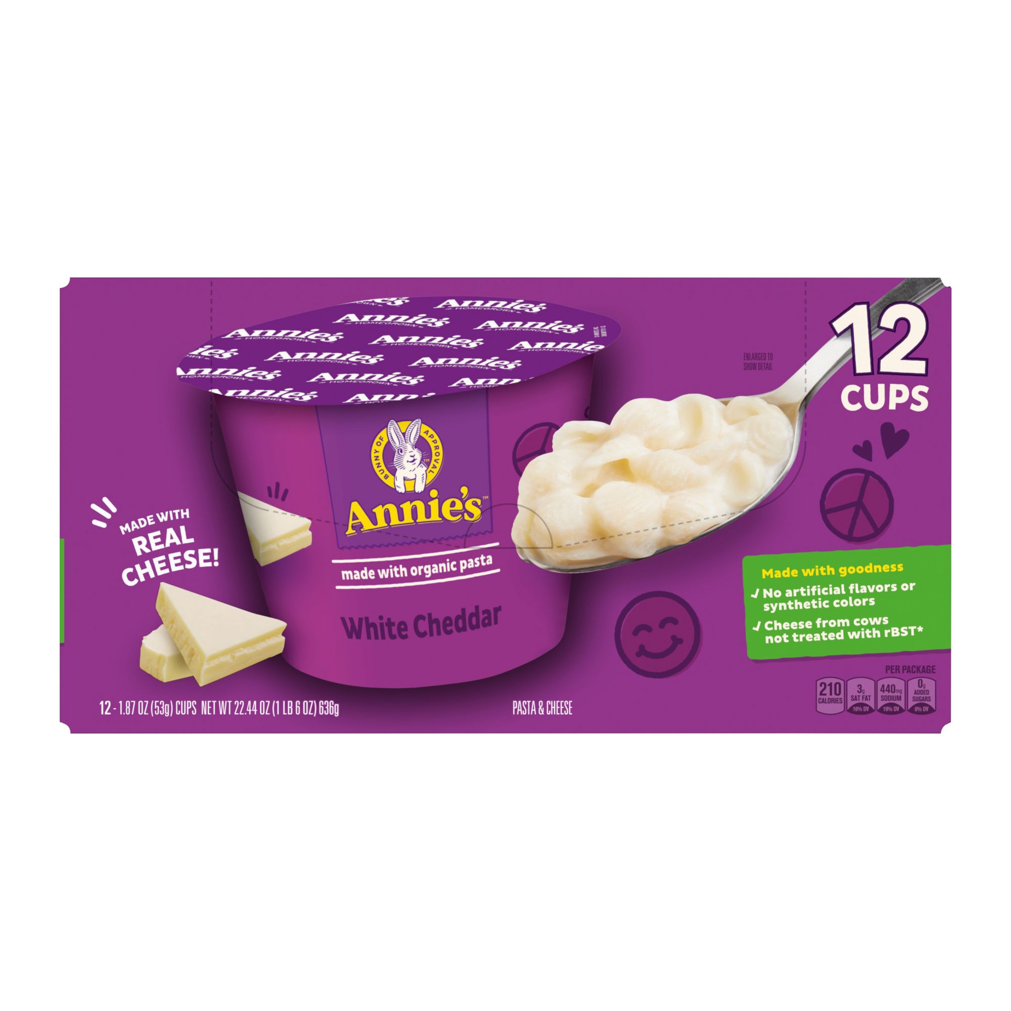 Annie's White Cheddar Microwave Mac And Cheese Cup, 12 pack