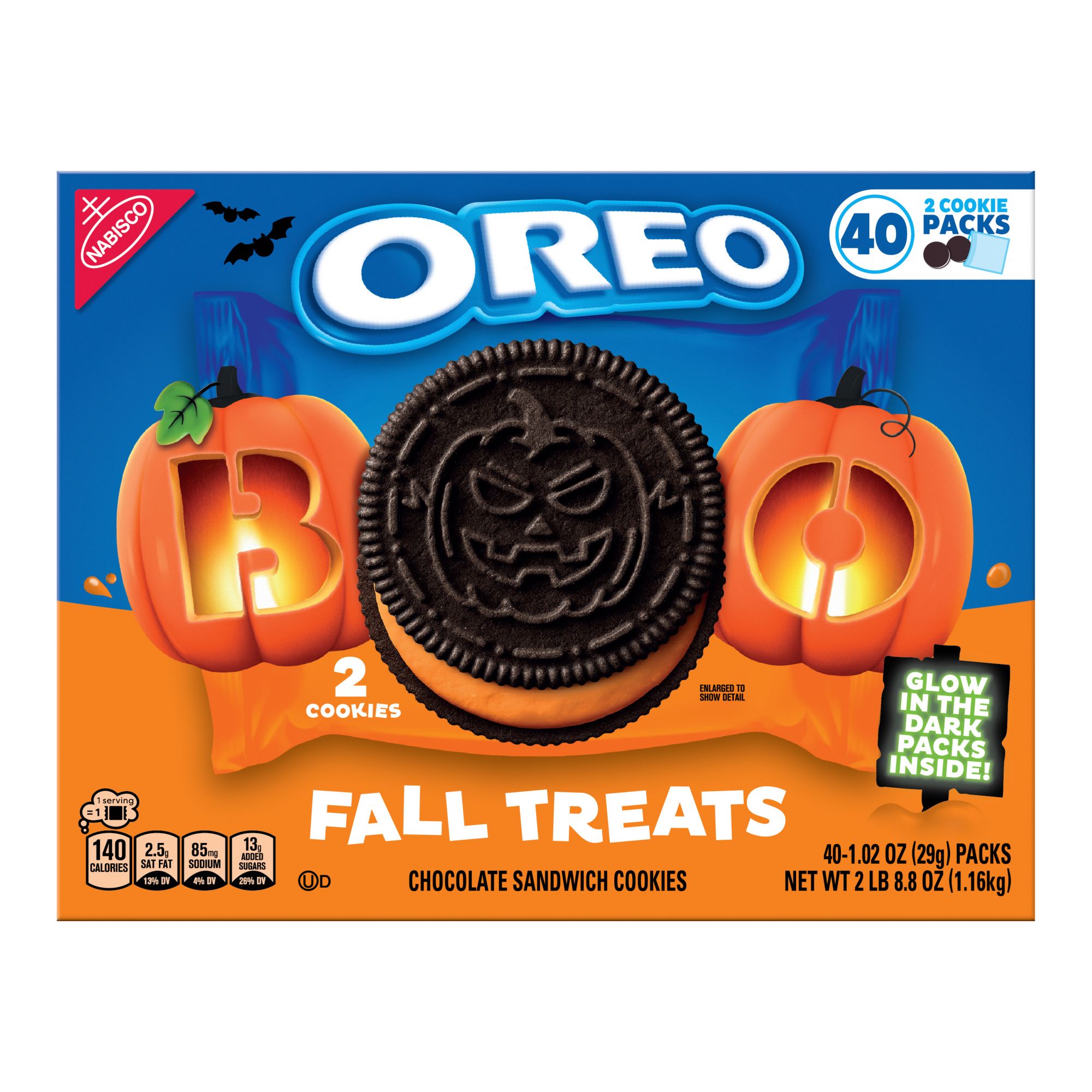 Oreo Fall Treats Orange Creme Sandwich Cookies, 40 pack