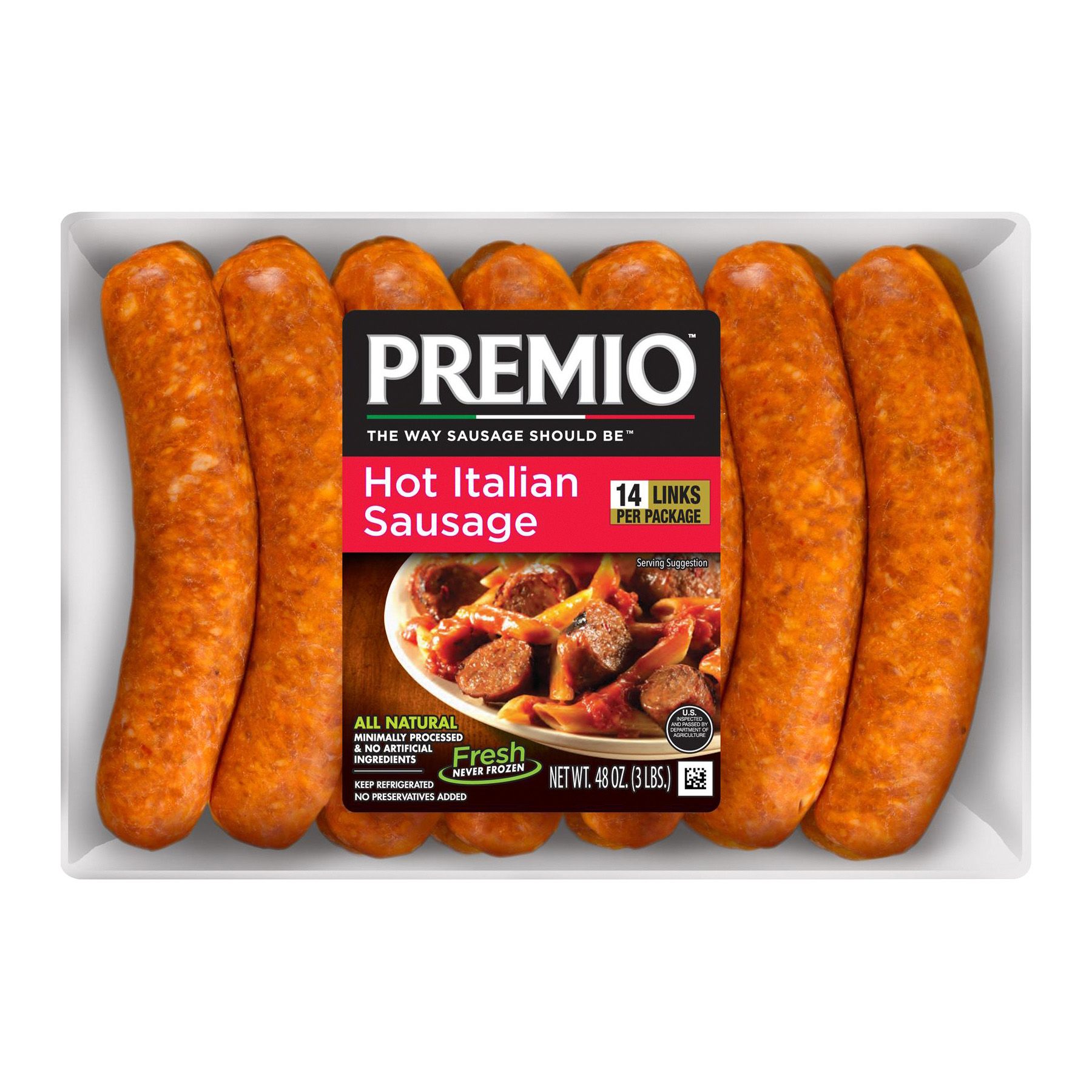 Premio Hot Italian Sausage Links, 12 count