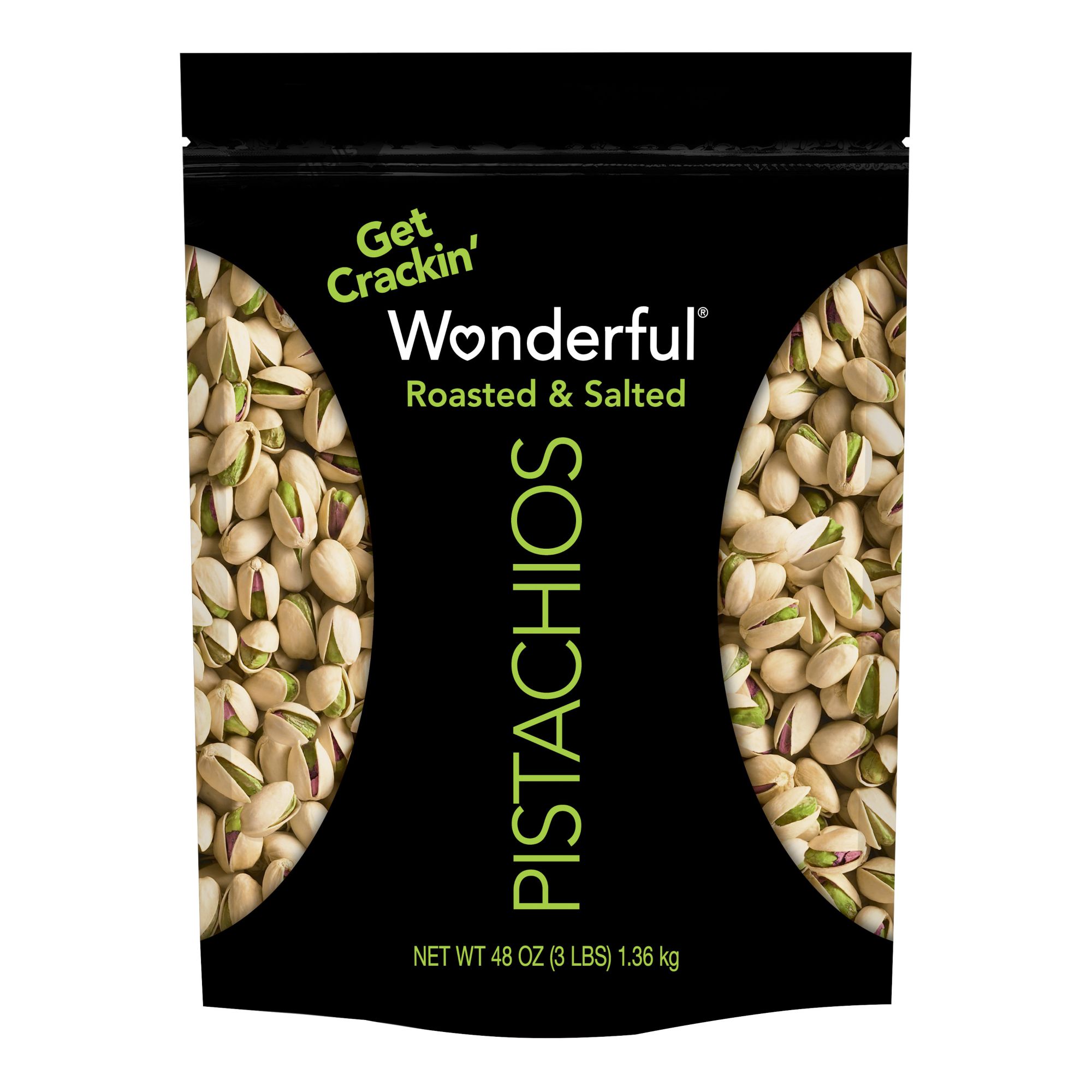 Wonderful Pistachios, In Shell Roasted & Salted Nuts, Resealable Bag, 48oz.