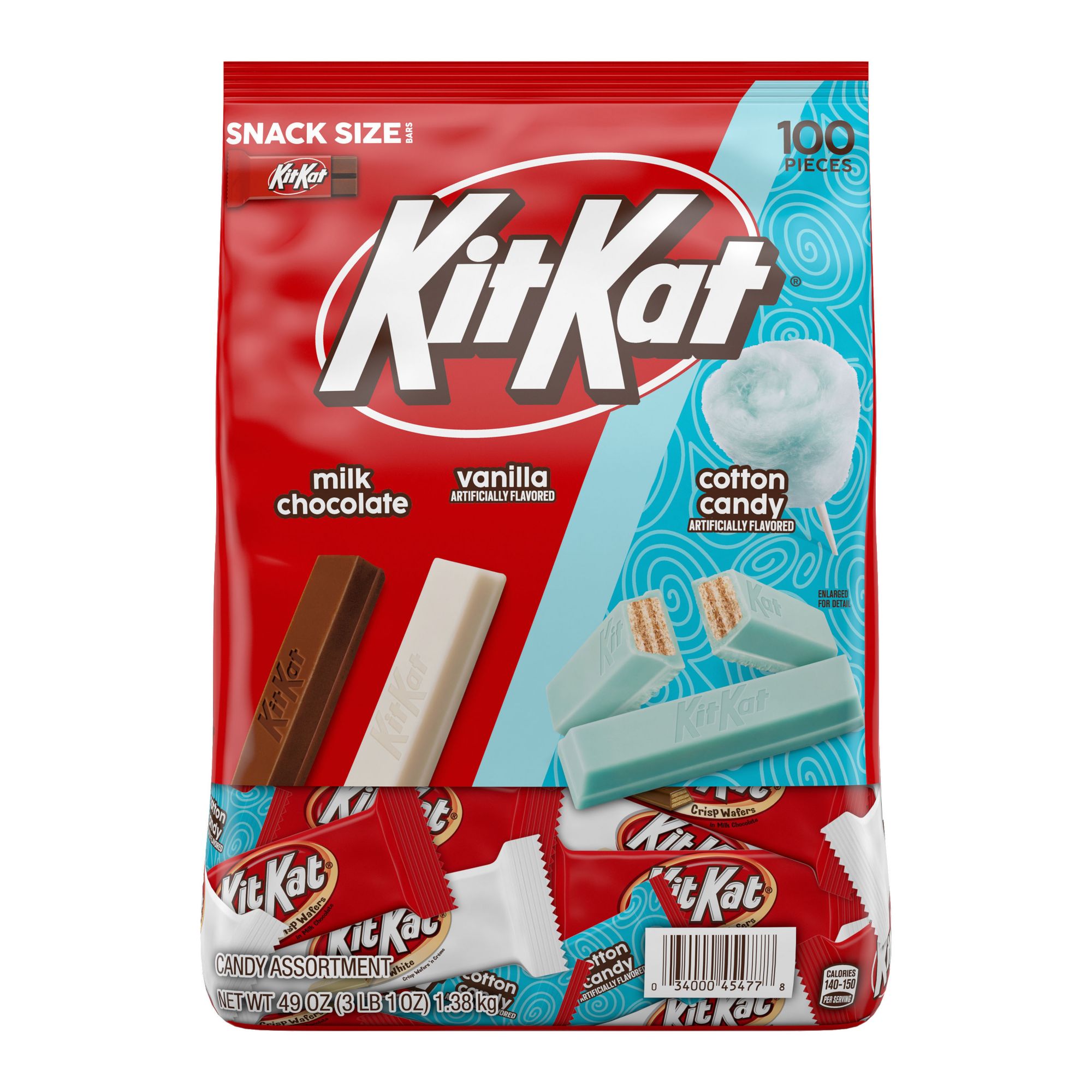 Kit Kat Assorted Flavored Wafer Snack Size Candy Bag, 100 count