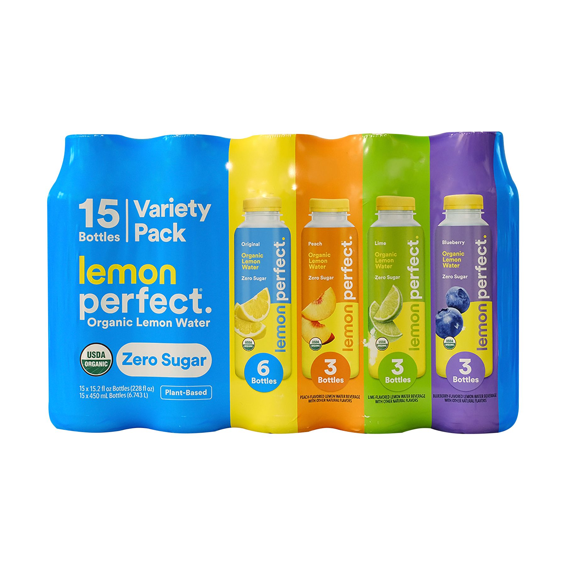 Lemon Perfect Organic Lemon Water Variety Pack, Bottles, 15.2 oz
