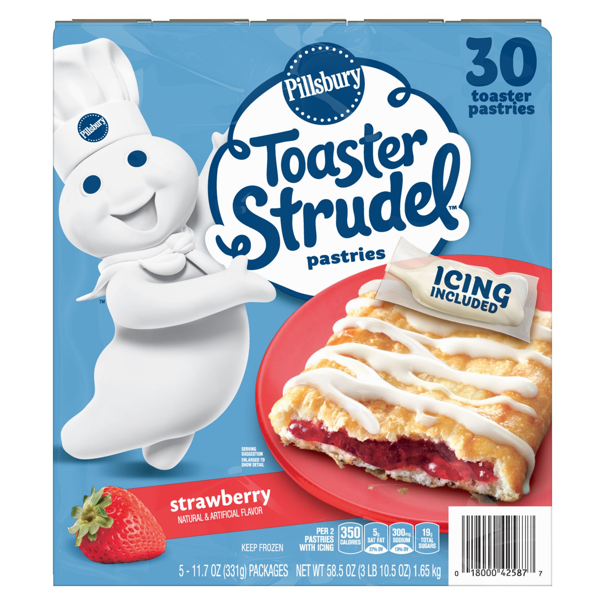 Pillsbury Strawberry Toaster Strudel Pastries, 1.95 oz., 30 count