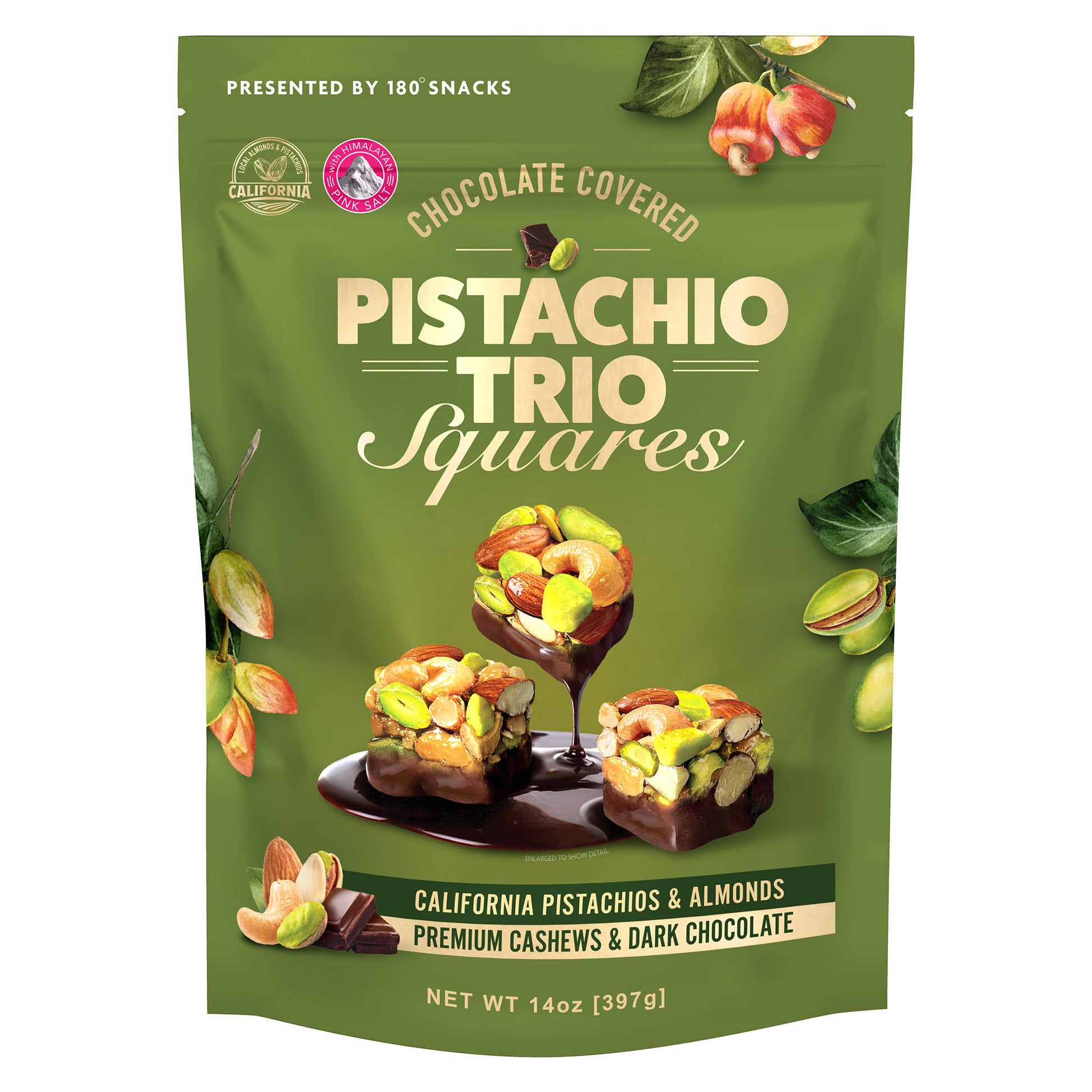 180 Snacks Chocolate Covered Trio Pistachio Squares,14 oz