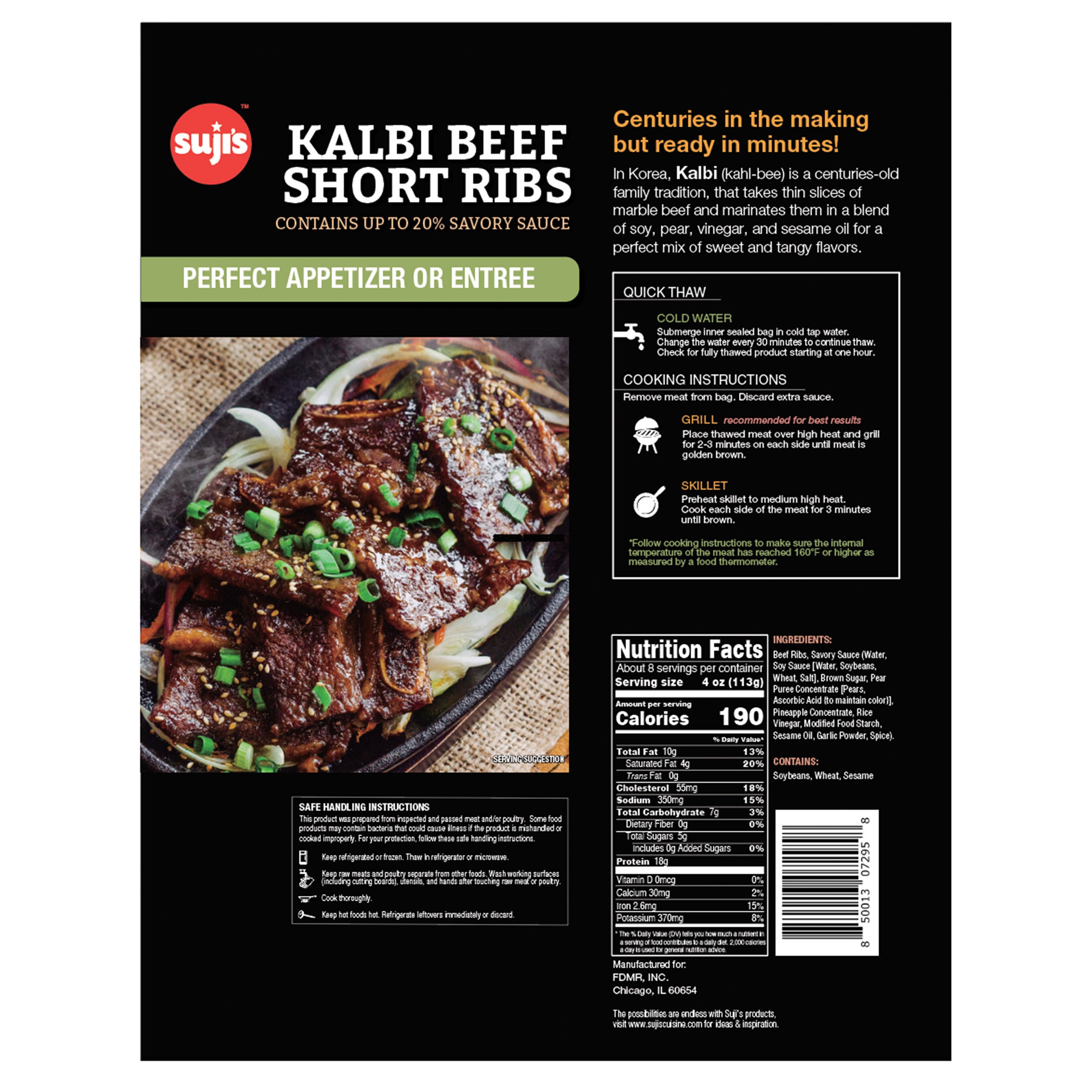 Suji Marinated Kalbi Short Ribs, 30 oz