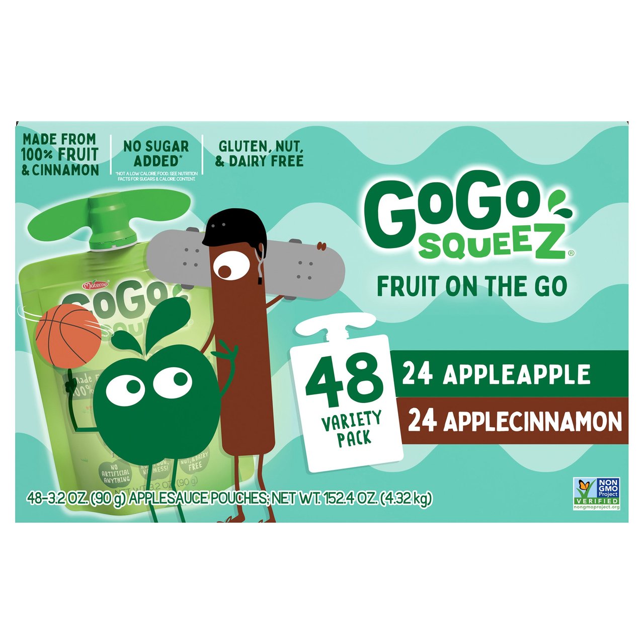 GoGo SqueeZ Applesauce Variety 48 count, 3.2 ounce pouches