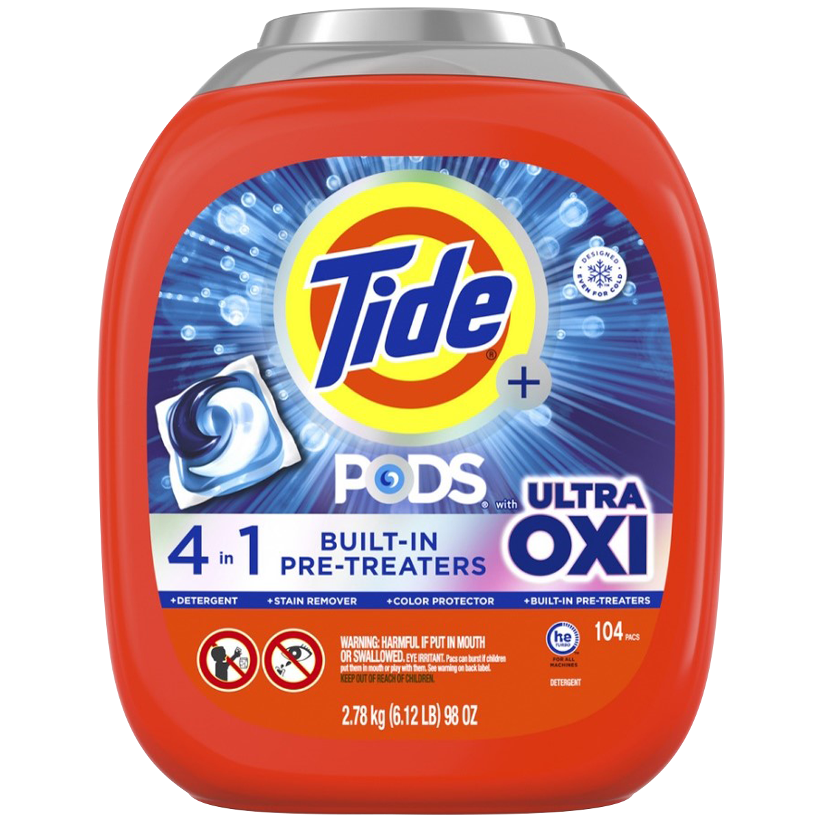 Tide PODS Laundry Detergent, Plus Ultra OXI, HE Compatible, 104 count