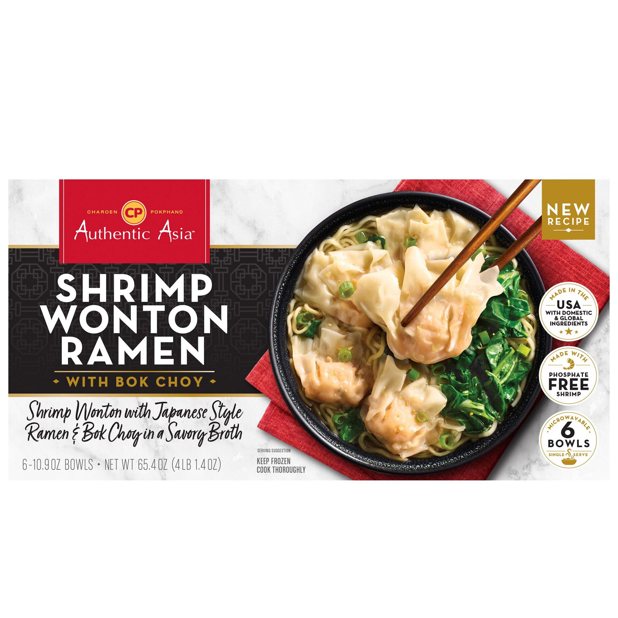CP Authentic Asia Shrimp Wonton Ramen, 6 count, 65.4 oz