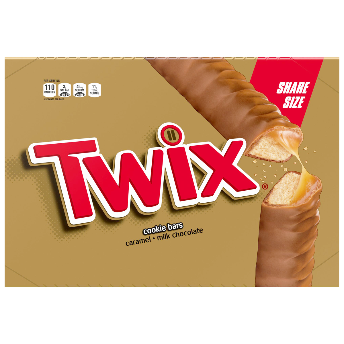 Twix Chocolate & Caramel Cookie Candy Bar, Share Size, 3.02 oz, 24 count
