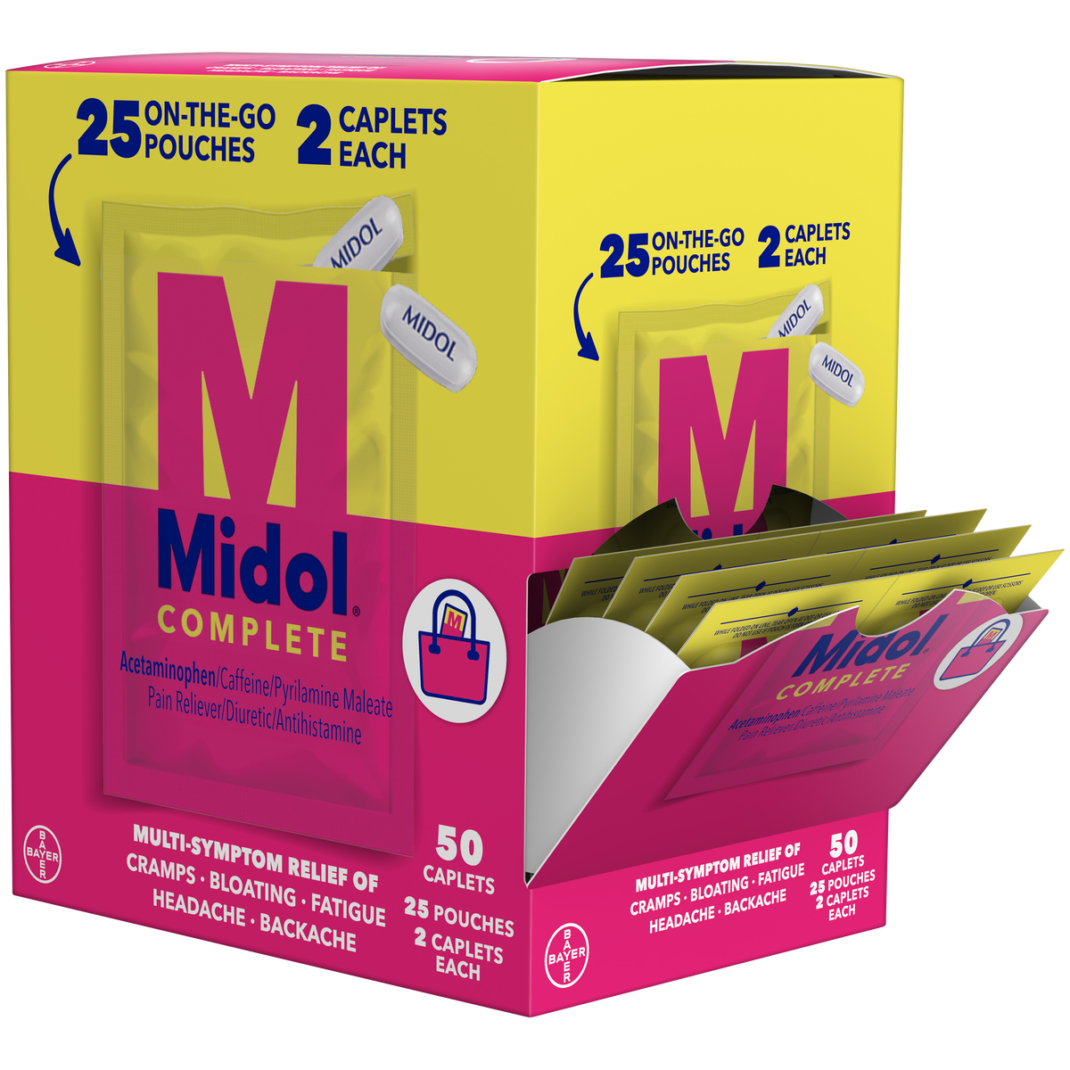 Midol Complete Acetaminophen Caplets, 2 caplets, 25 count
