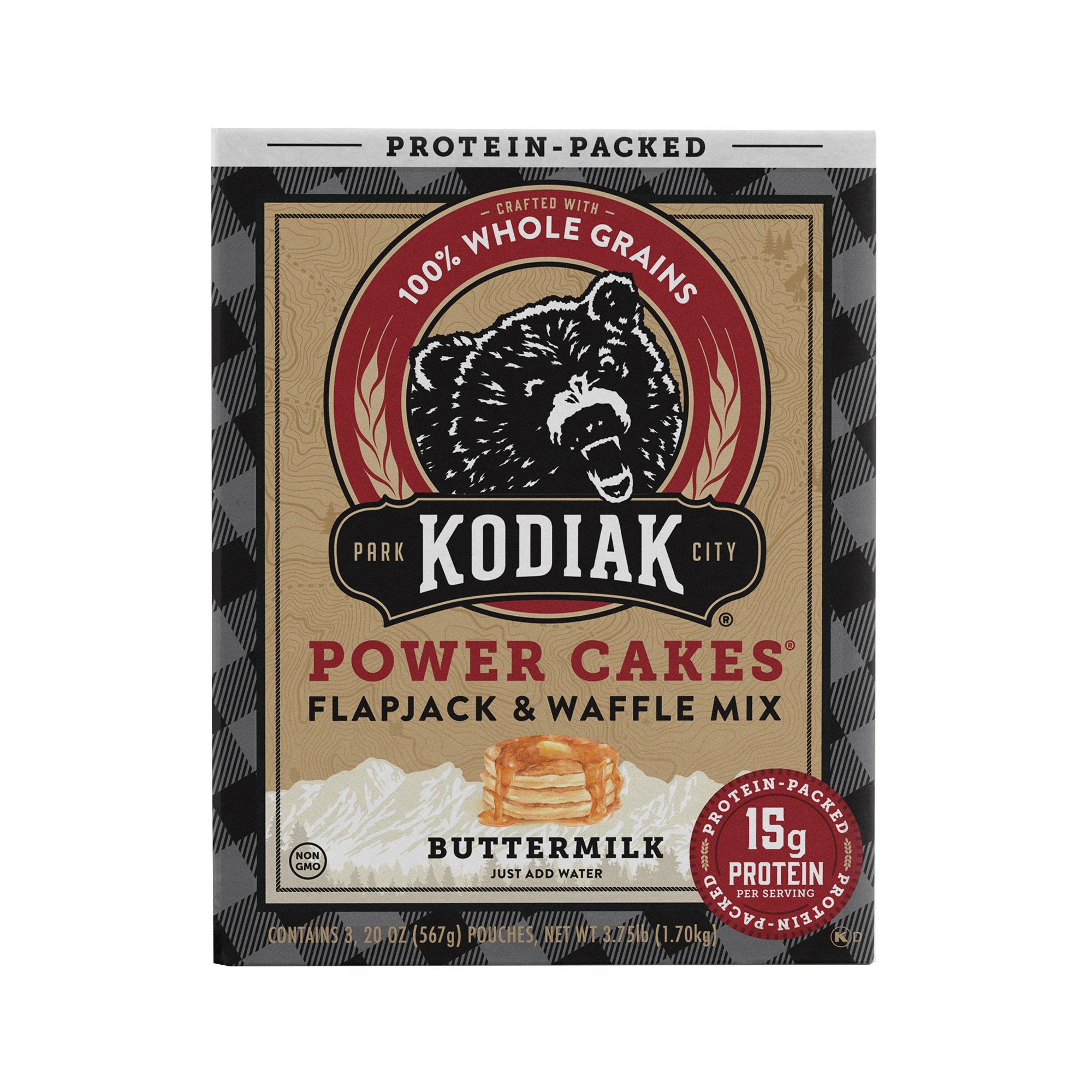 Kodiak Power Cakes Flapjack & Waffle Buttermilk Mix 20 oz (3-pk