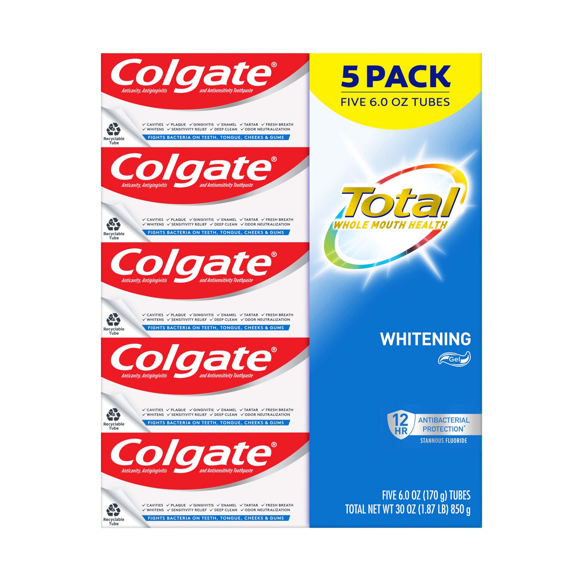 Colgate Total Whitening Gel 6 oz (5-pk)