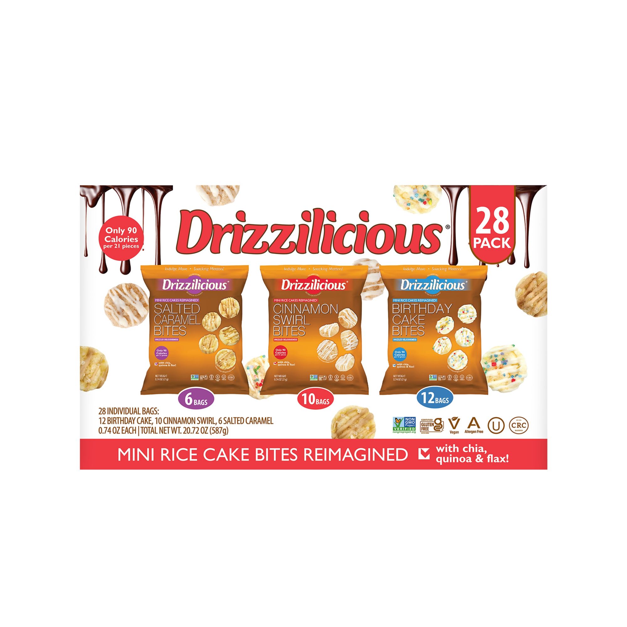 Drizzilicious Mini Rice Cakes, 28 count