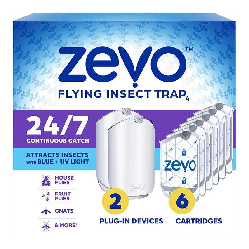 Zevo Flying Insect Trap Full Size - 2 Plug In Devices and 6 Refill ...
