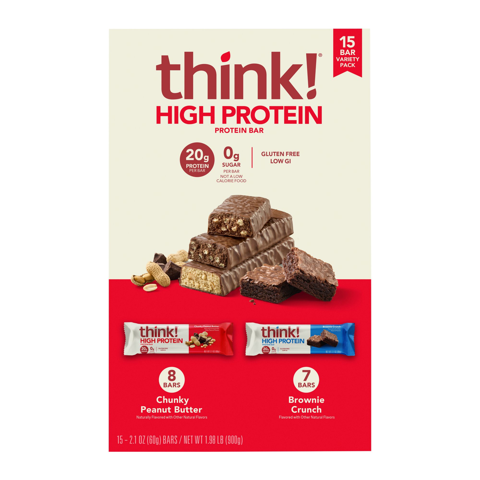 Think! High Protein Bars Variety Pack 2.1 oz (15-pk)