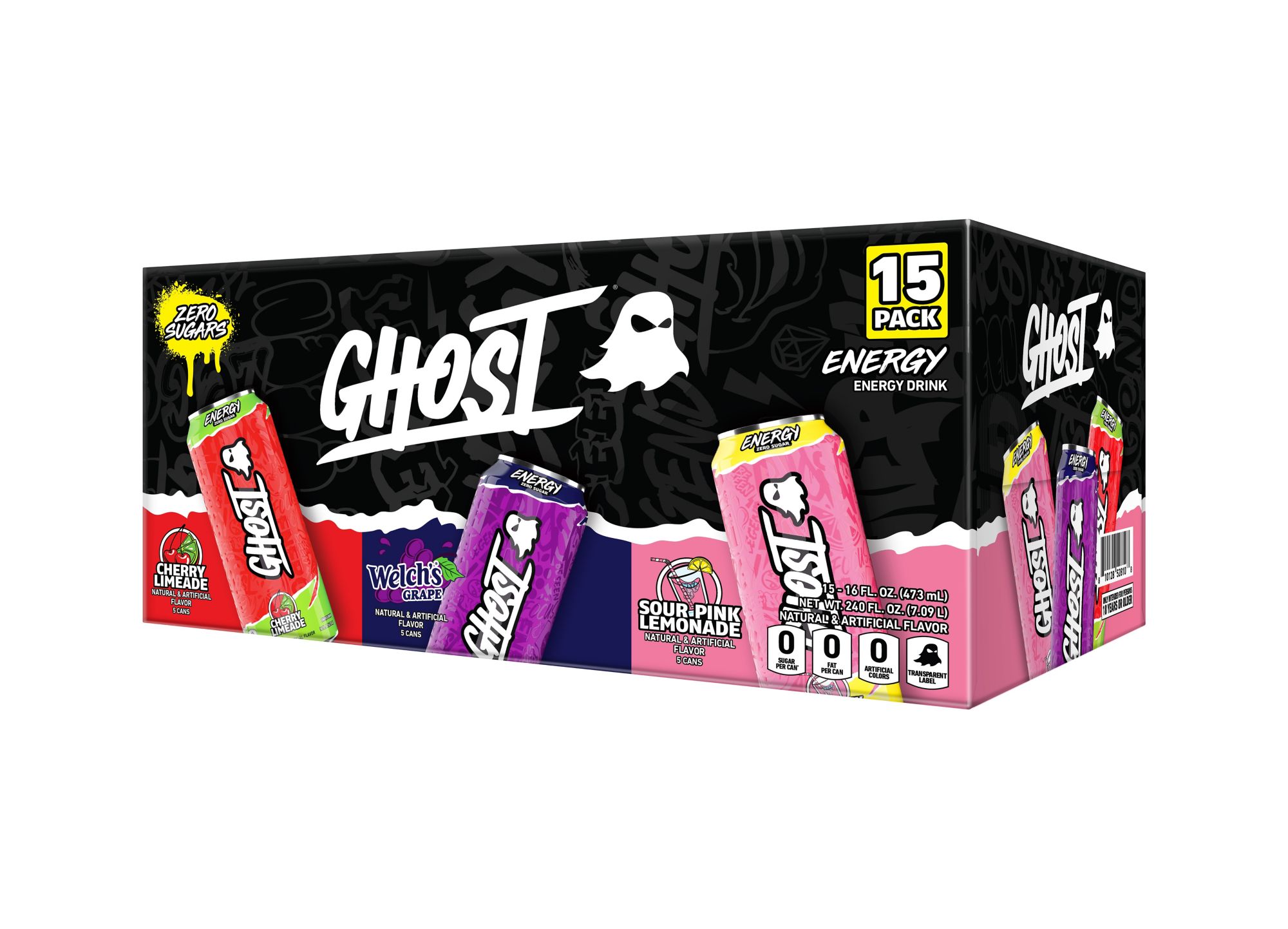 Ghost Energy Drink, Variety Pack, 16 fl. oz., 15 cans