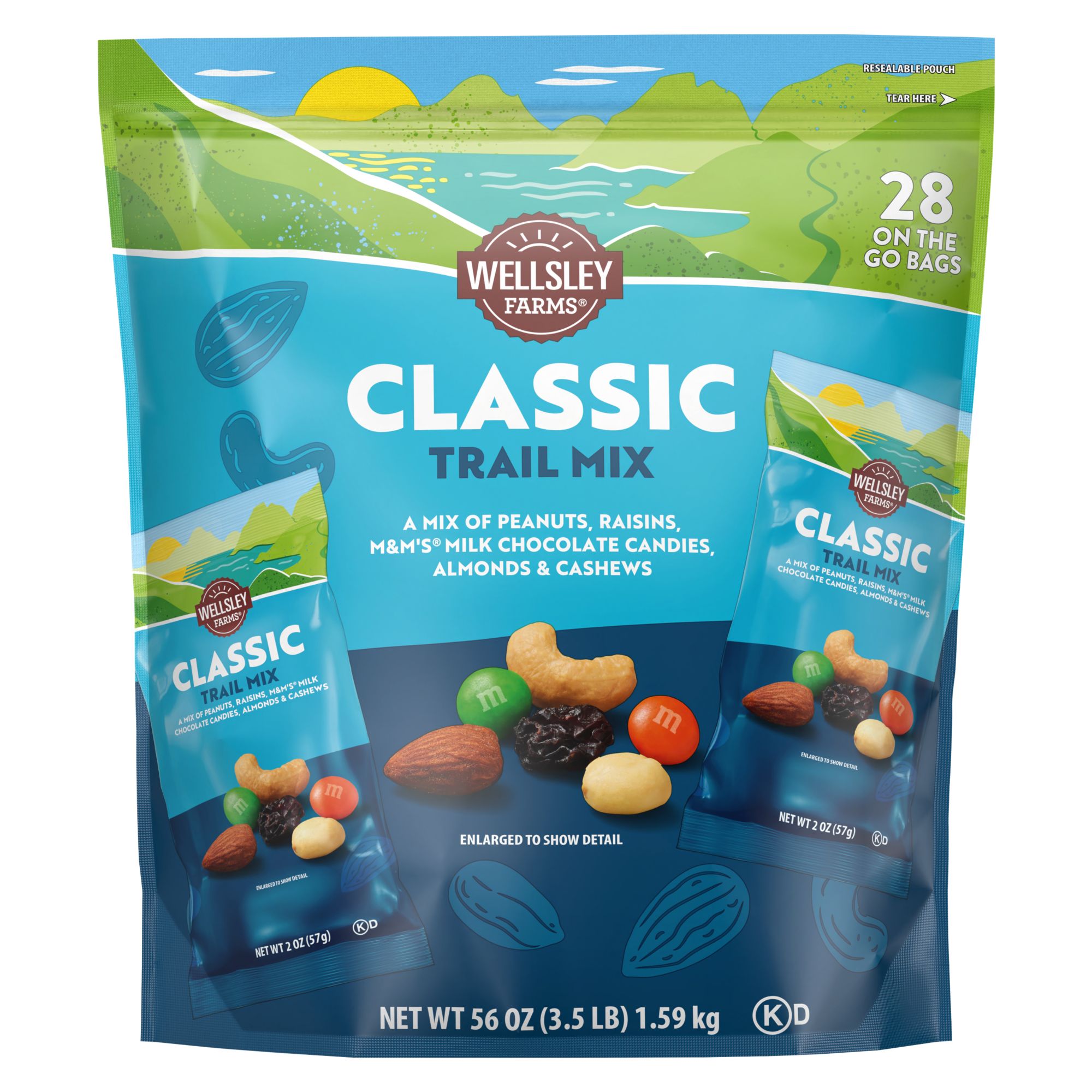 Wellsley Farms Classic Trail Mix, Multi-Pack Snack Packs, 2 oz